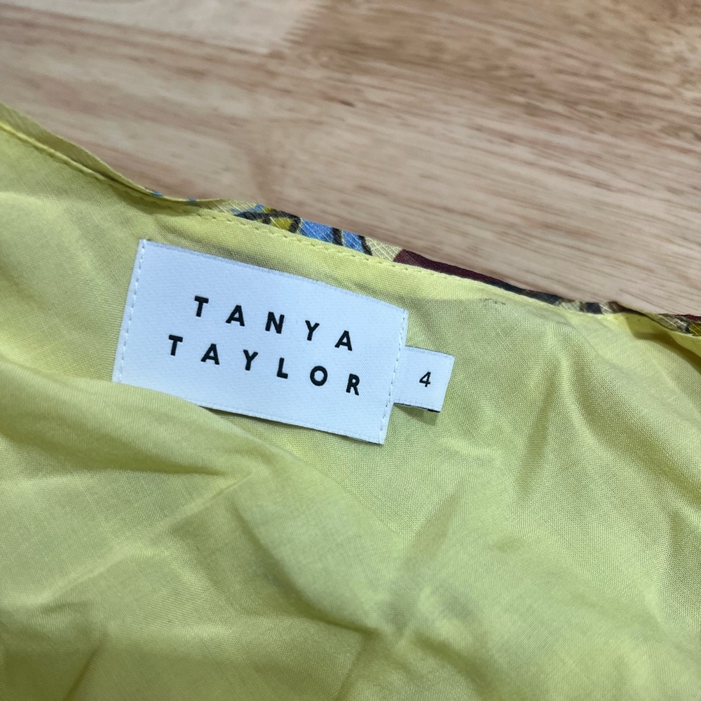 Tanya Taylor Blaire Linen Silk Midi Dress Ruffle Floral Gauze Summer Romantic - Picture 8 of 12